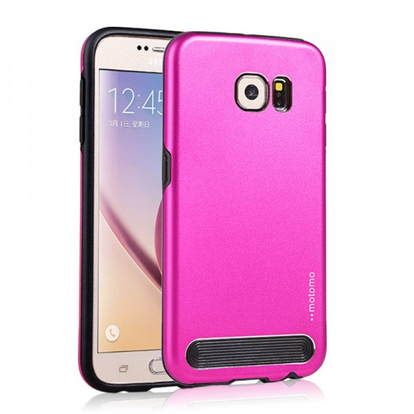Wholesale Samsung Galaxy S6 Edge Plus Aluminum Armor Hybrid Case (Hot Pink)